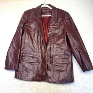 Vintage Etienne Aigner Leather Blazer Jacket Womens 18 Oxblood Business Casual